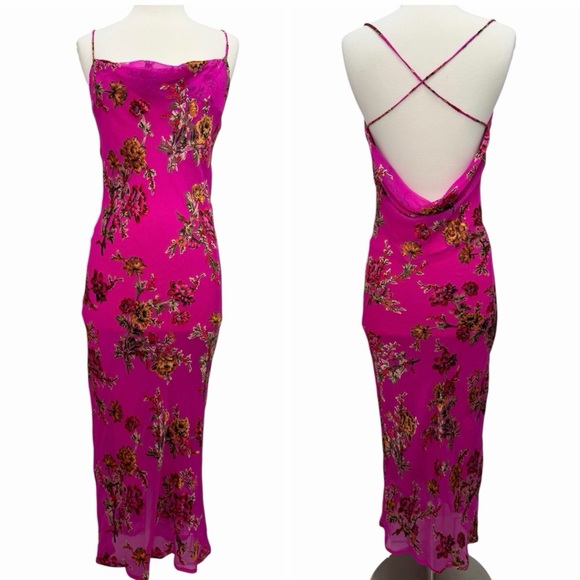 NWT Rat & Boa Kiki Silk Midi Dress Floral Pink Size S - Picture 4 of 12